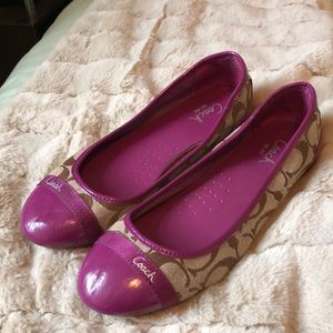 Purple and Brown Coach Chelsea Ballet Flats